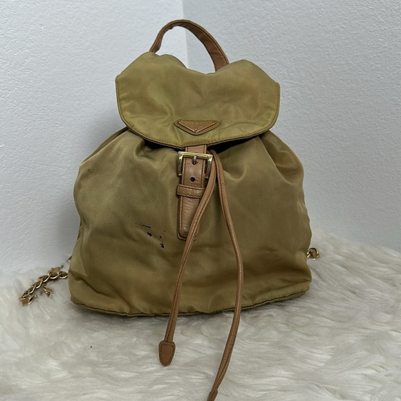 💯 Authentic Prada Beige Drawstring Backpack🍀 - Picture 1 of 16